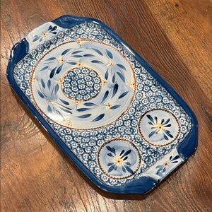 Temp-Tations Blue and White Patterned Tray